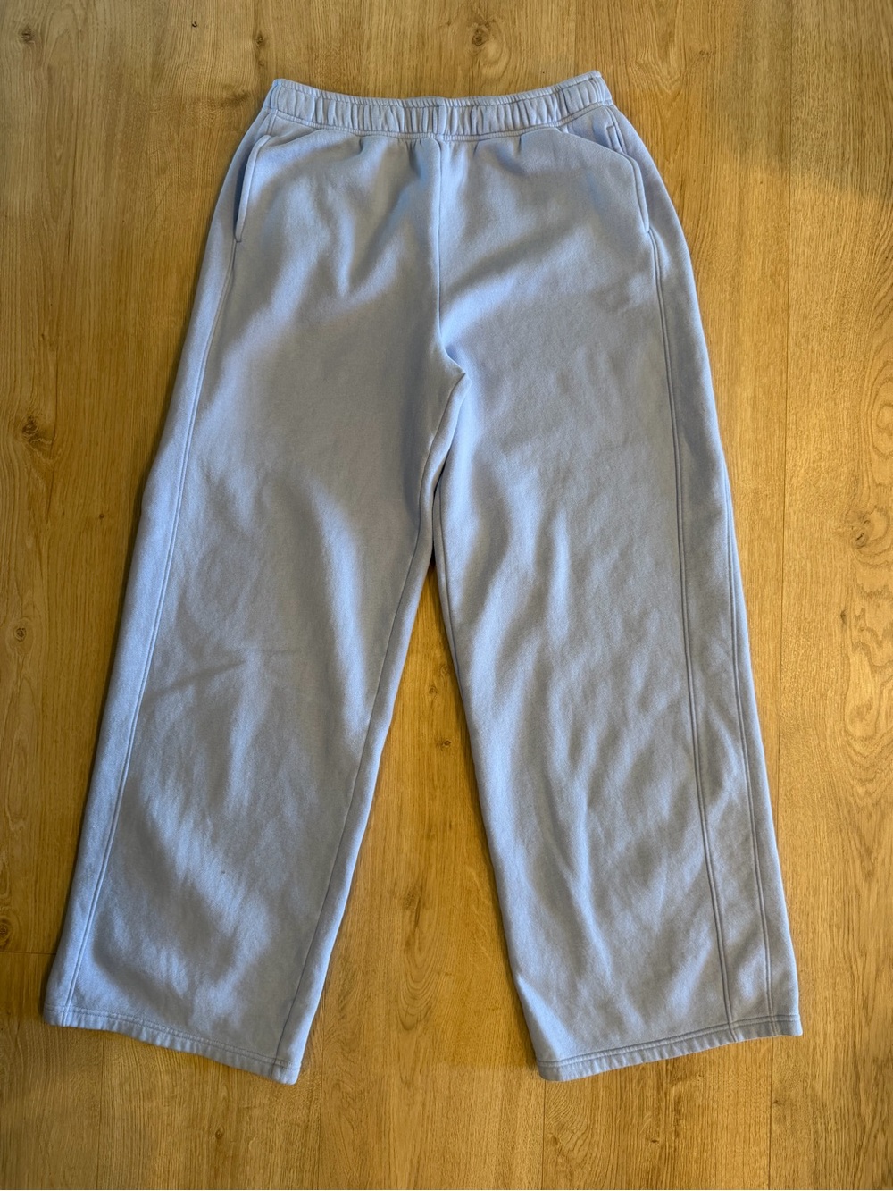 OFFLINE By Aerie L Long Light Blue Wide Leg Fleece Sweatpants Lounge Pants